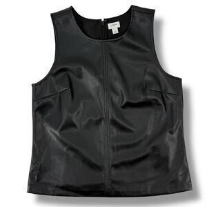J. Crew Faux Leather Shell Tank Top Womens Size Small Black Lined